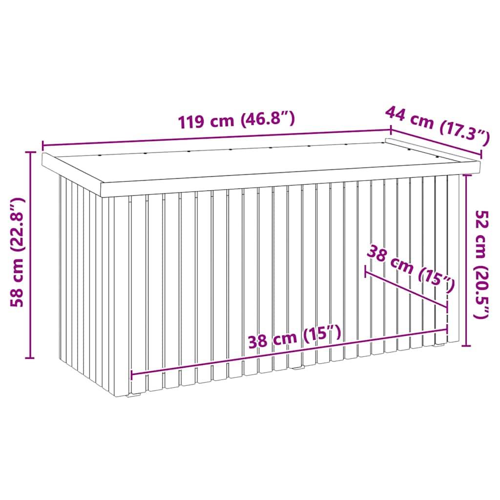 Boîte de Rangement Extérieur Pin Massif Imprégné Anti-UV Grande Capacité pour Outils et Coussins Marron – ComfortXL Outdoor Living - Image 9