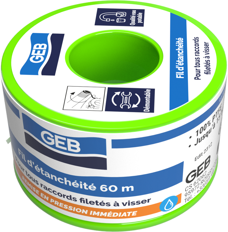 Fil d'étanchéité GEB 100% PTFE pour tous raccords à visser 60m GEB - Image 5