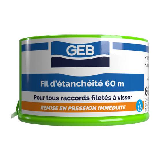 Fil d'étanchéité GEB 100% PTFE pour tous raccords à visser 60m GEB - Image 1