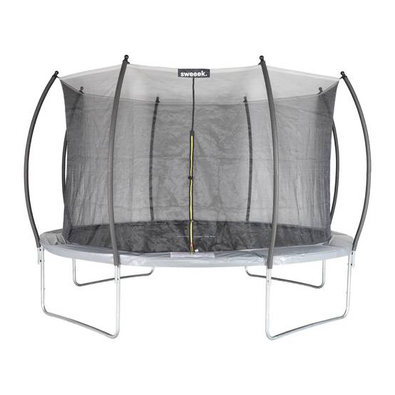 sweeek - Trampoline rond Ø 370cm gris avec filet de protection intérieur - Saturne Inner – Nouveau modèle - trampoline de jardin 3.7m 370 cm |Design| | sweeek - Image 1