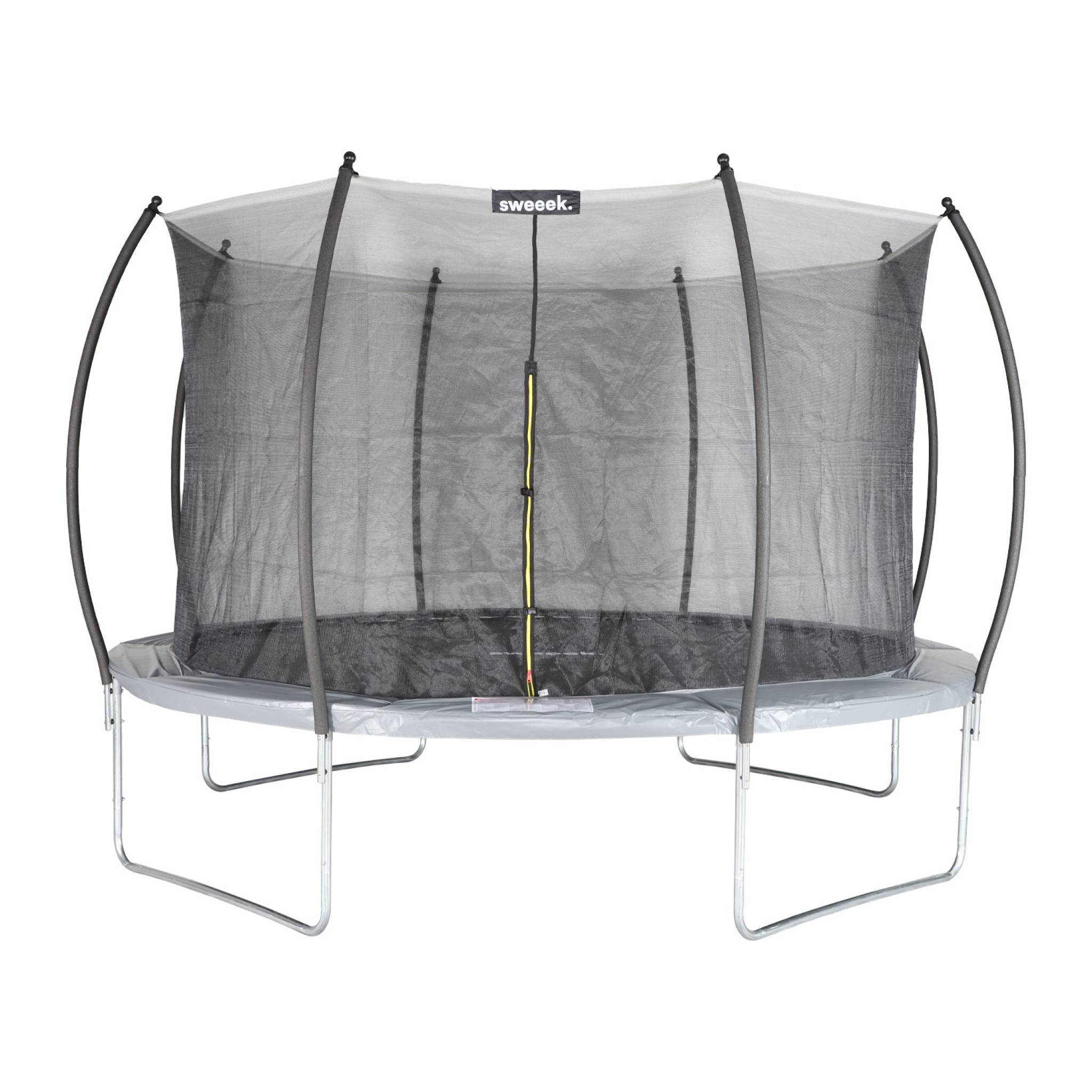 sweeek - Trampoline rond Ø 370cm gris avec filet de protection intérieur - Saturne Inner – Nouveau modèle - trampoline de jardin 3.7m 370 cm |Design| | sweeek - Image 1