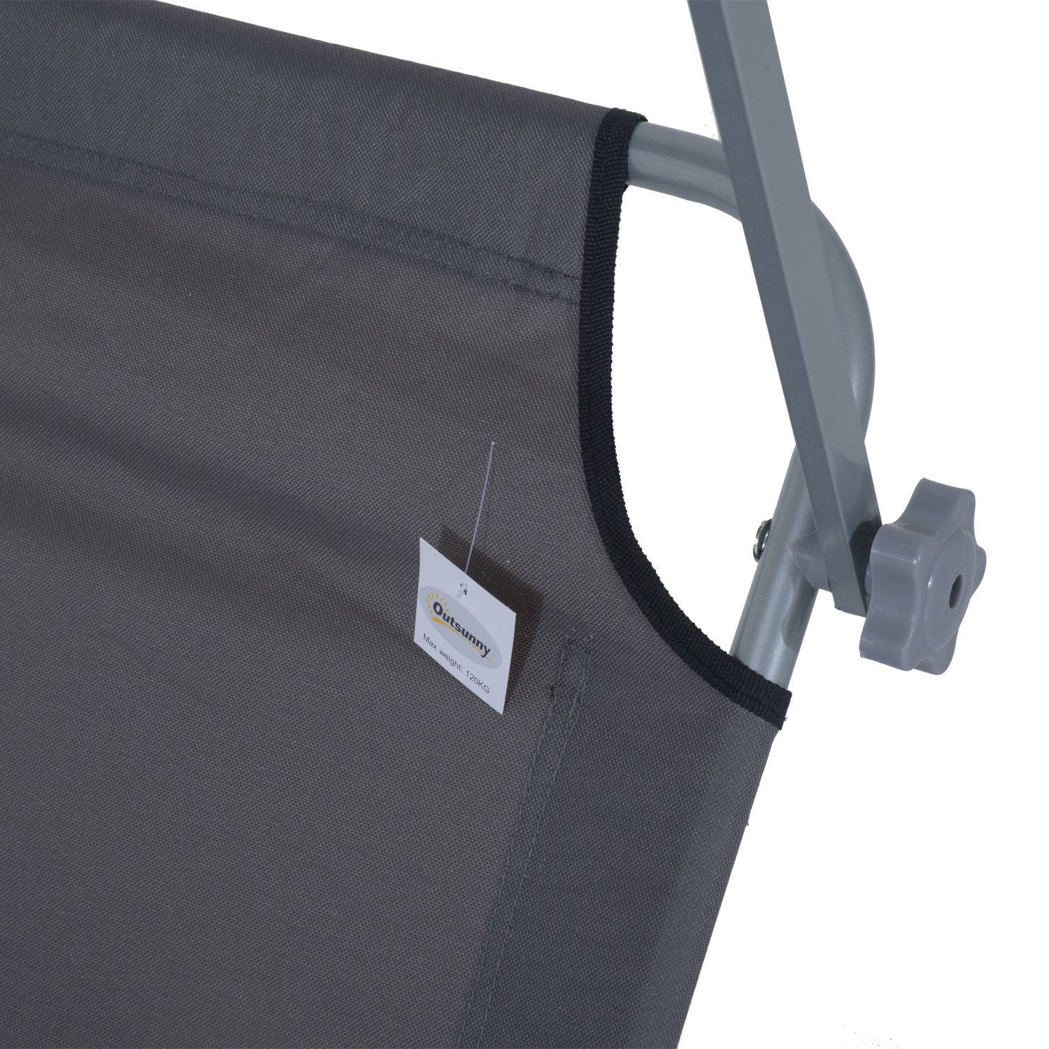 Chaise longue pliante avec pare-soleil, dossier réglable 4 positions, transat de jardin, charge 120 kg, gris (108 caractères) - Image 10