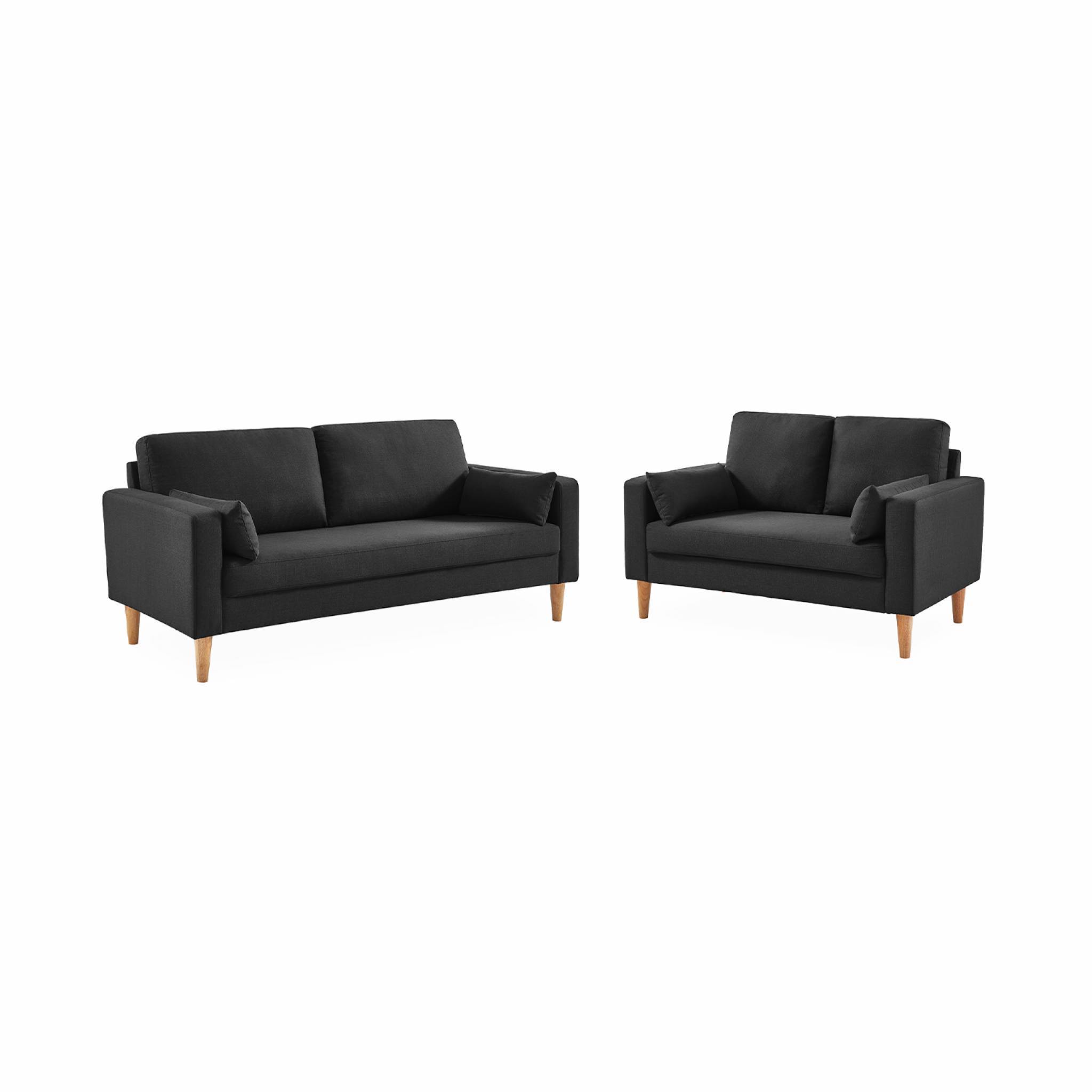 sweeek - Canapé en tissu gris chiné foncé - Bjorn - Canapé 2 places fixe droit pieds bois. style scandinave | sweeek - Image 6