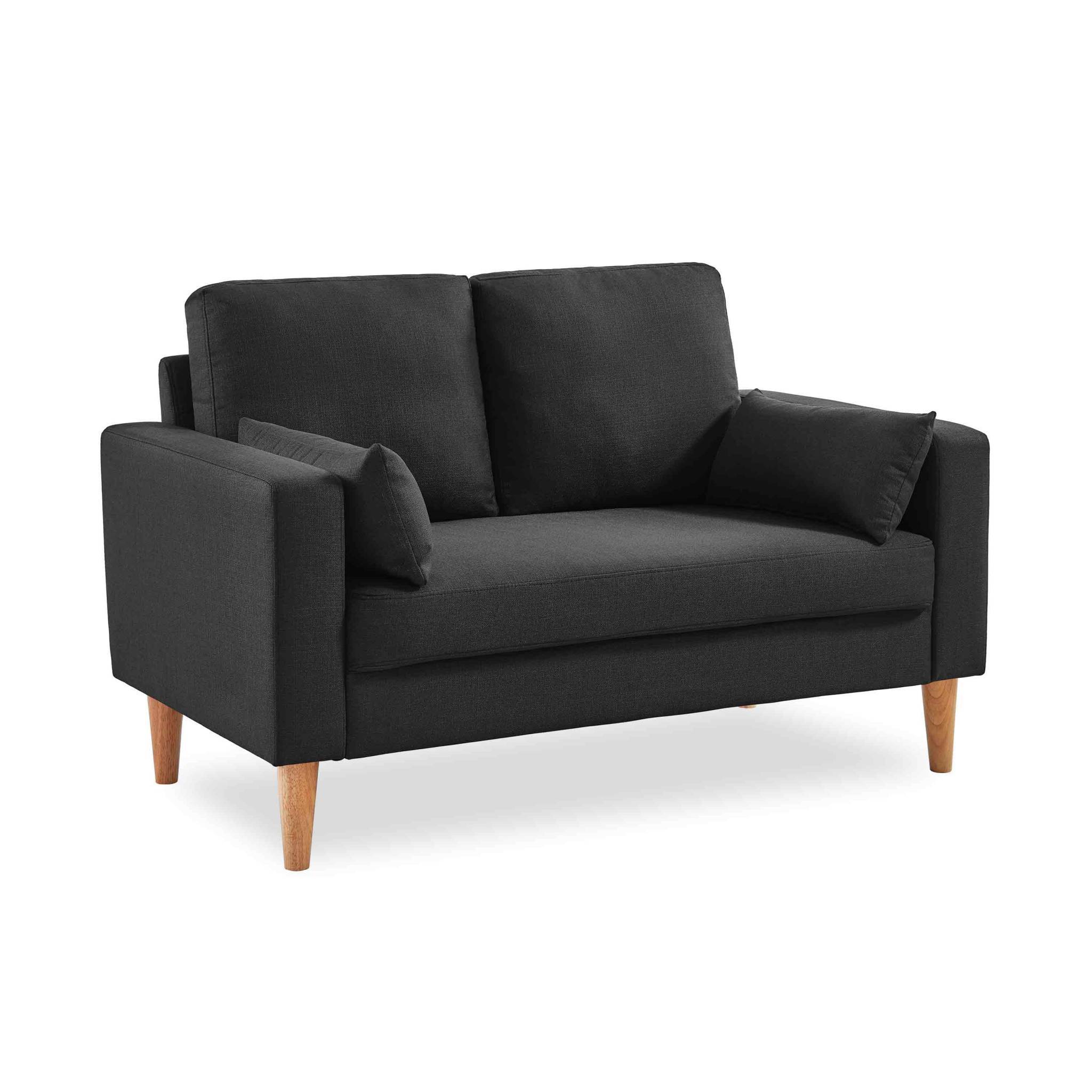 sweeek - Canapé en tissu gris chiné foncé - Bjorn - Canapé 2 places fixe droit pieds bois. style scandinave   | sweeek - Image 2