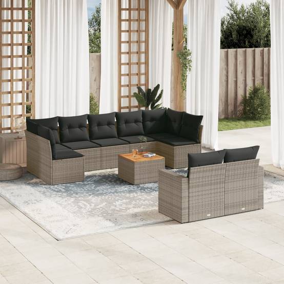 ComfortXL - Salon de Jardin Gris 9 Places Résine Tressée Modulable Coussins Gris Foncé – ComfortXL Outdoor Living - Image 1