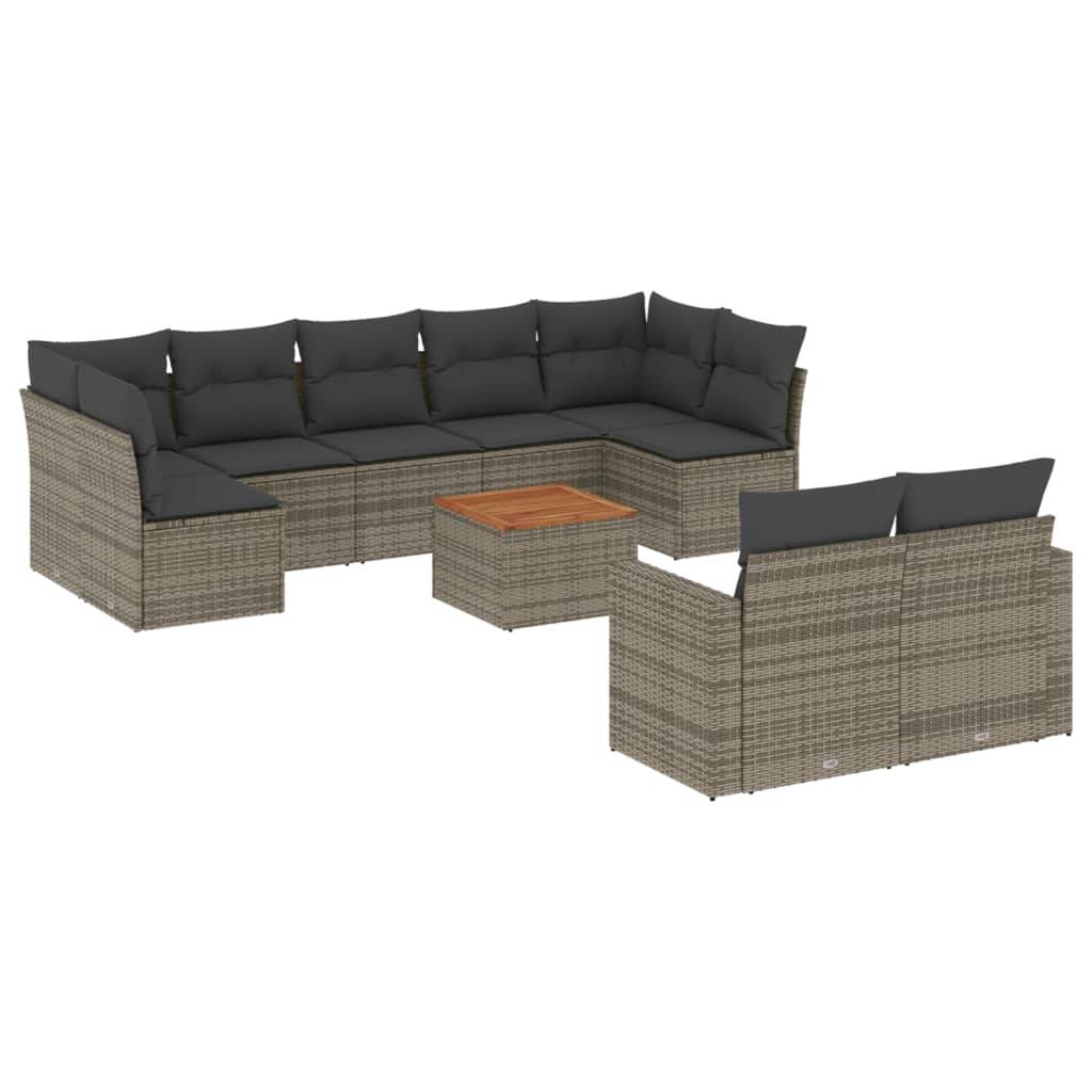 ComfortXL - Salon de Jardin Gris 9 Places Résine Tressée Modulable Coussins Gris Foncé – ComfortXL Outdoor Living - Image 2