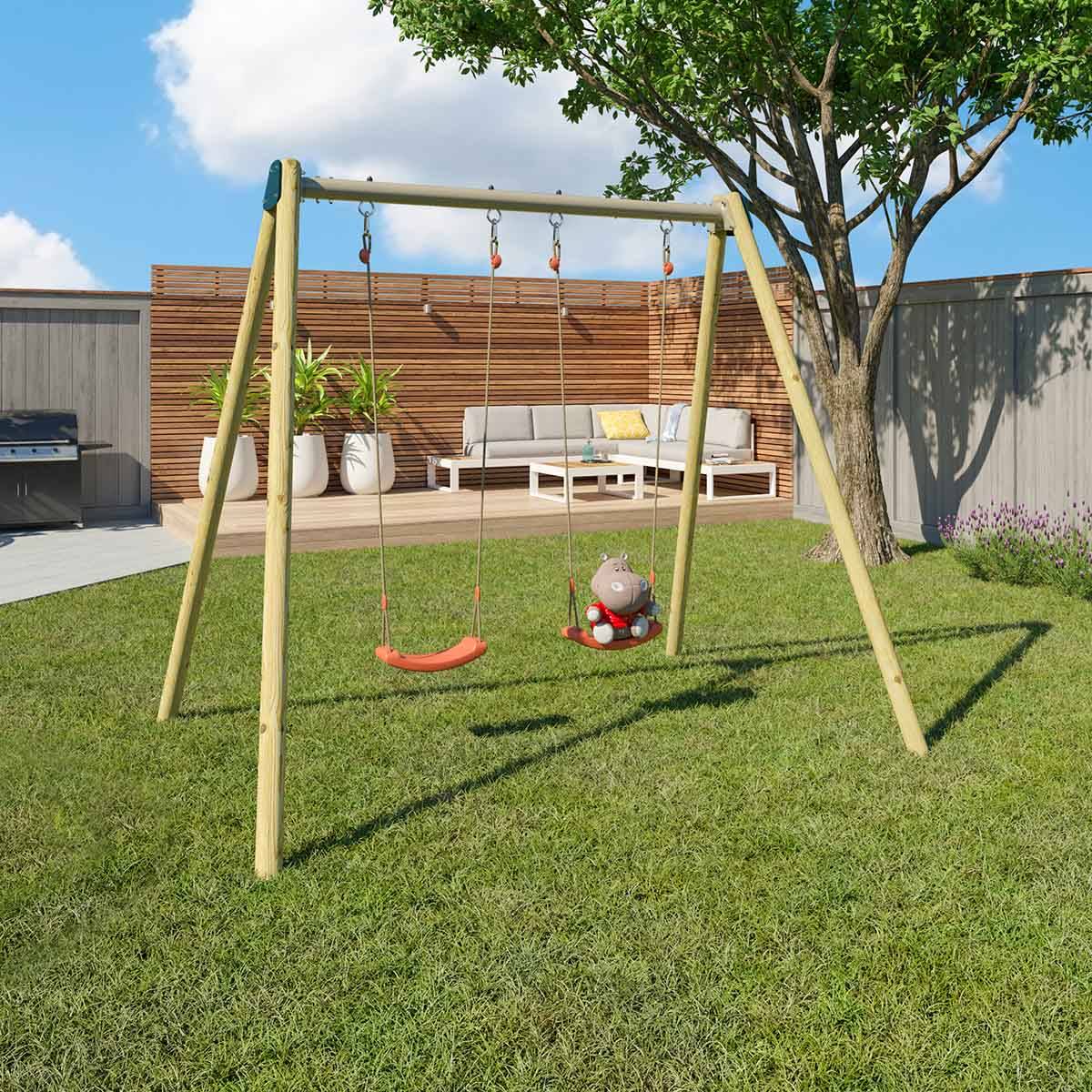 Trigano Jardin - Balançoire double Techwood Harmonie DOUBLO 2 - Aléo by Trigano - Image 5