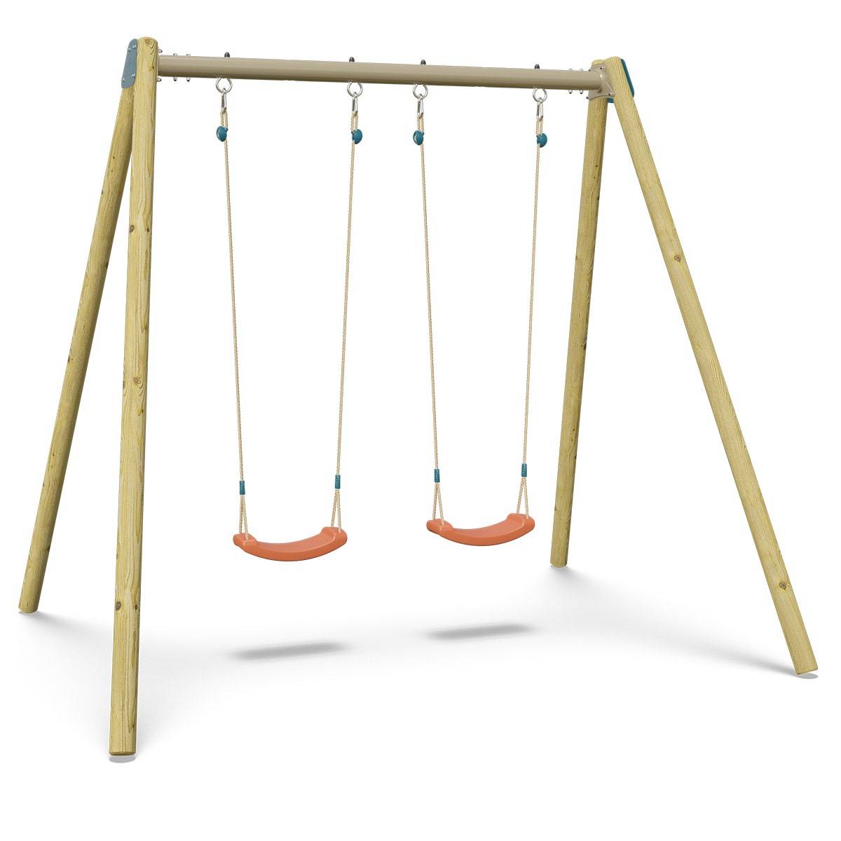 Trigano Jardin - Balançoire double Techwood Harmonie DOUBLO 2 - Aléo by Trigano