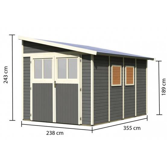 Abri de jardin adossé 8,27m² en épicéa gris avec embase Karibu Bomlitz - Image 2