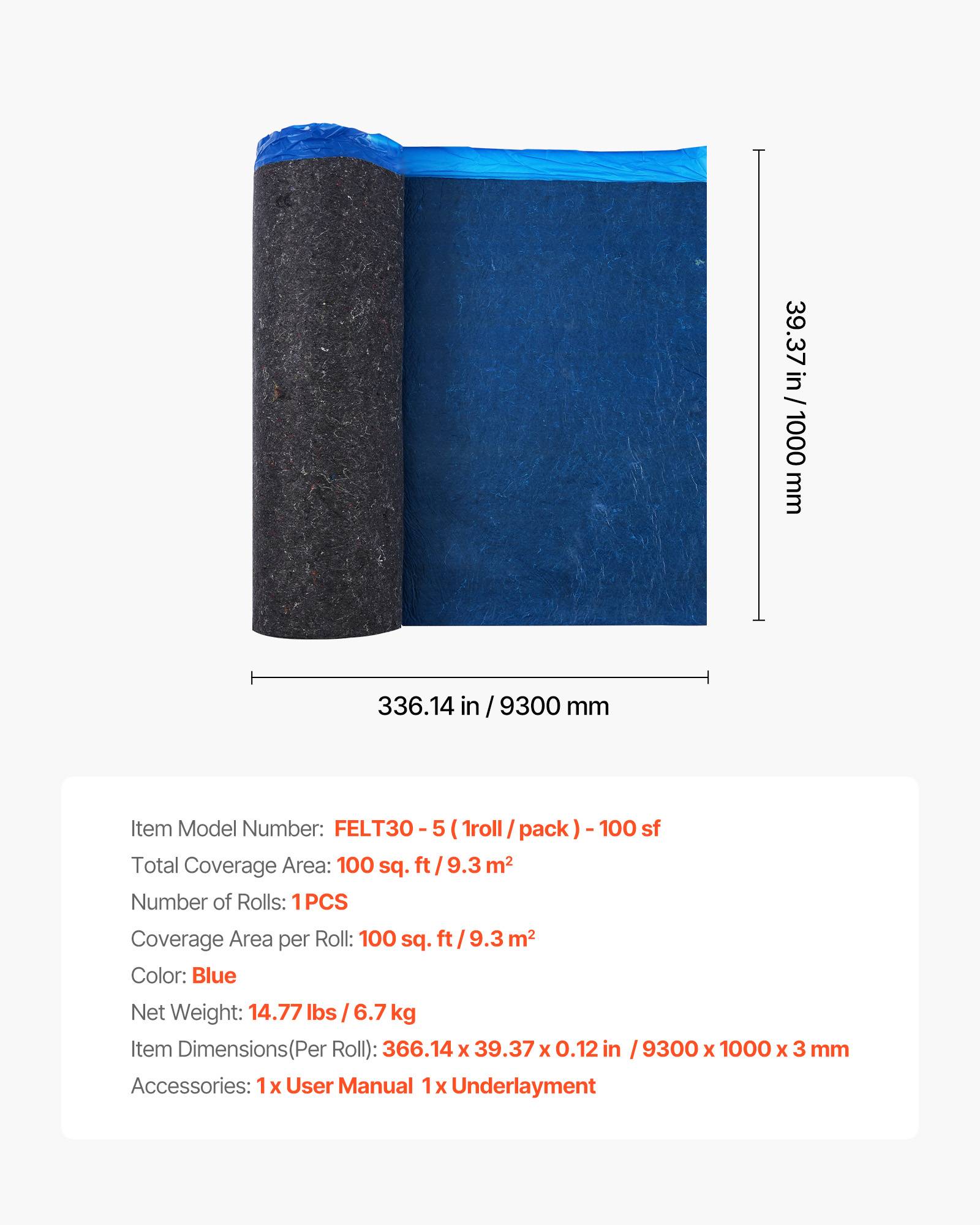 Vevor - VEVOR Sous-couche parquet 9,3 m², 3 mm, fibre avec film PE imperméable, isolation phonique, compatible vinyle, stratifié et bois. - Image 6