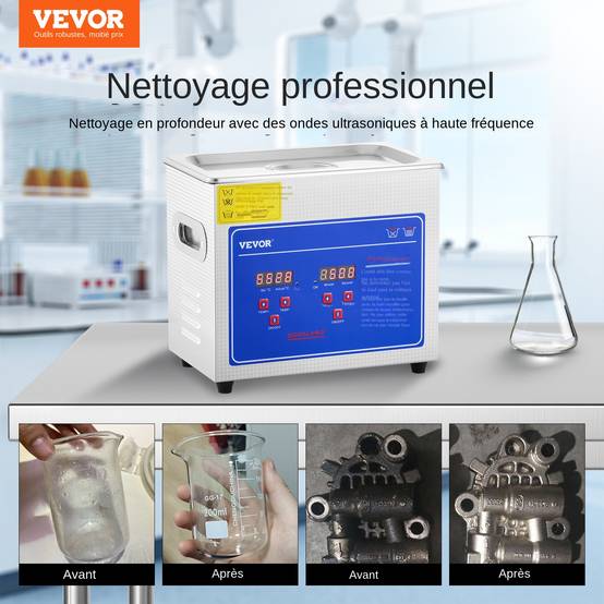 VEVOR Nettoyeur à ultrasons professionnel 3L, affichage digital ultrasonique (3L) - Image 2