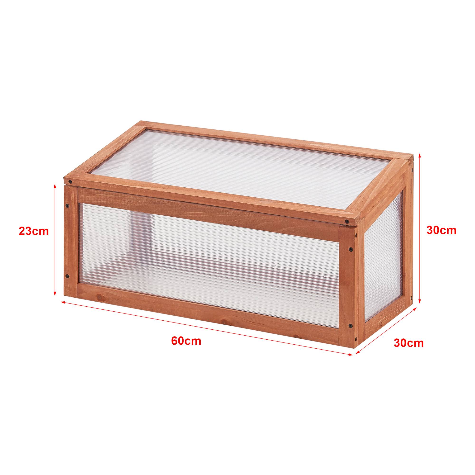 Casa.Pro - Châssis de jardin Laarbeek toiture relevable en appentis en polycarbonate et pin 60 x 30 x 23-30 cm [casa.pro] - Imagen 3