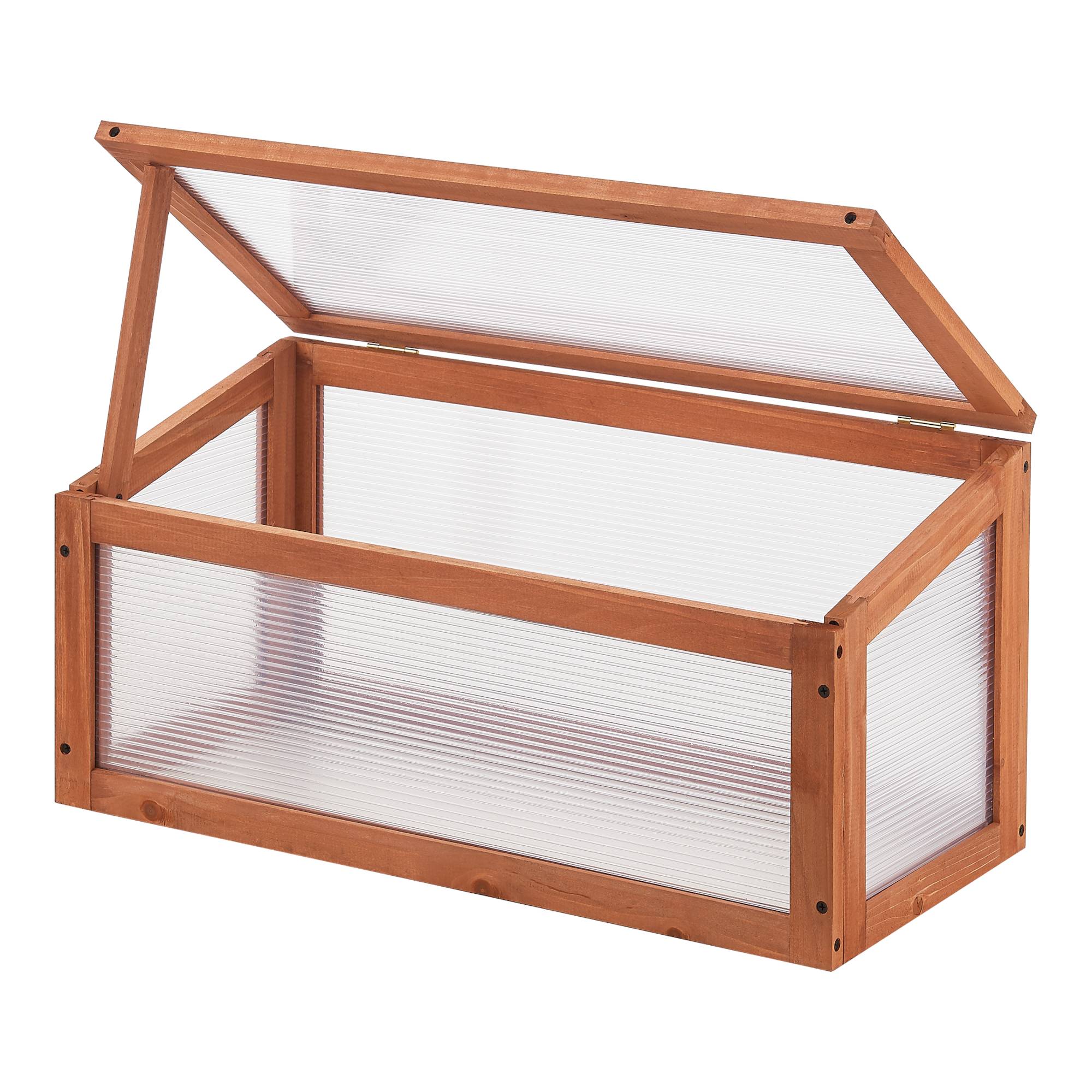 Casa.Pro - Châssis de jardin Laarbeek toiture relevable en appentis en polycarbonate et pin 60 x 30 x 23-30 cm [casa.pro] - Imagen 4