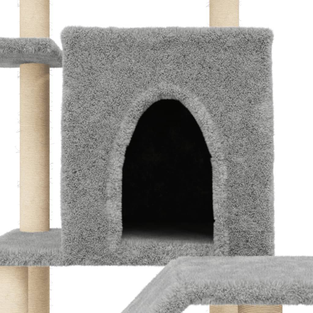 Arbre à chat bois et sisal gris clair 74 x 61 x 97 cm - PANGIVO - Image 7