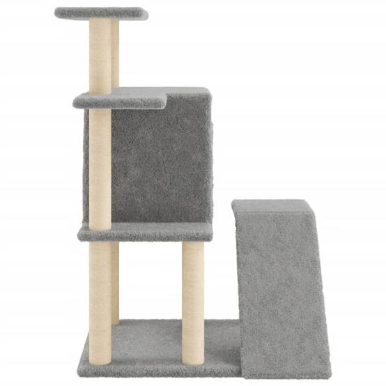Arbre à chat bois et sisal gris clair 74 x 61 x 97 cm - PANGIVO - Image 5
