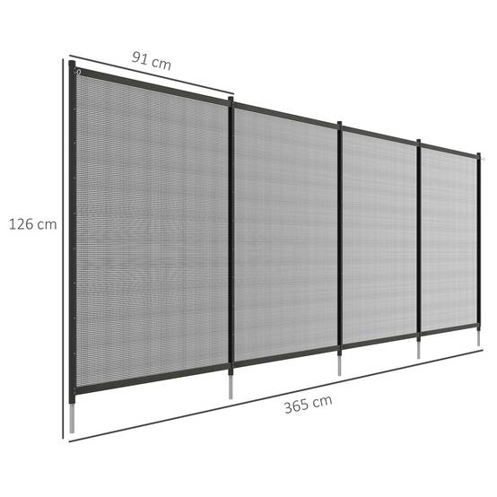 Barrière de sécurité piscine aluminium noir 365 x 2.5 x 126 cm - PANGIVO - Image 5