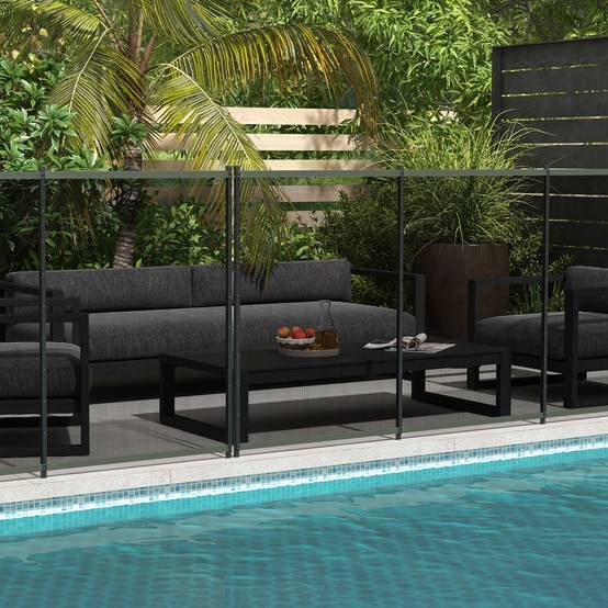 Barrière de sécurité piscine aluminium noir 365 x 2.5 x 126 cm - PANGIVO - Image 3