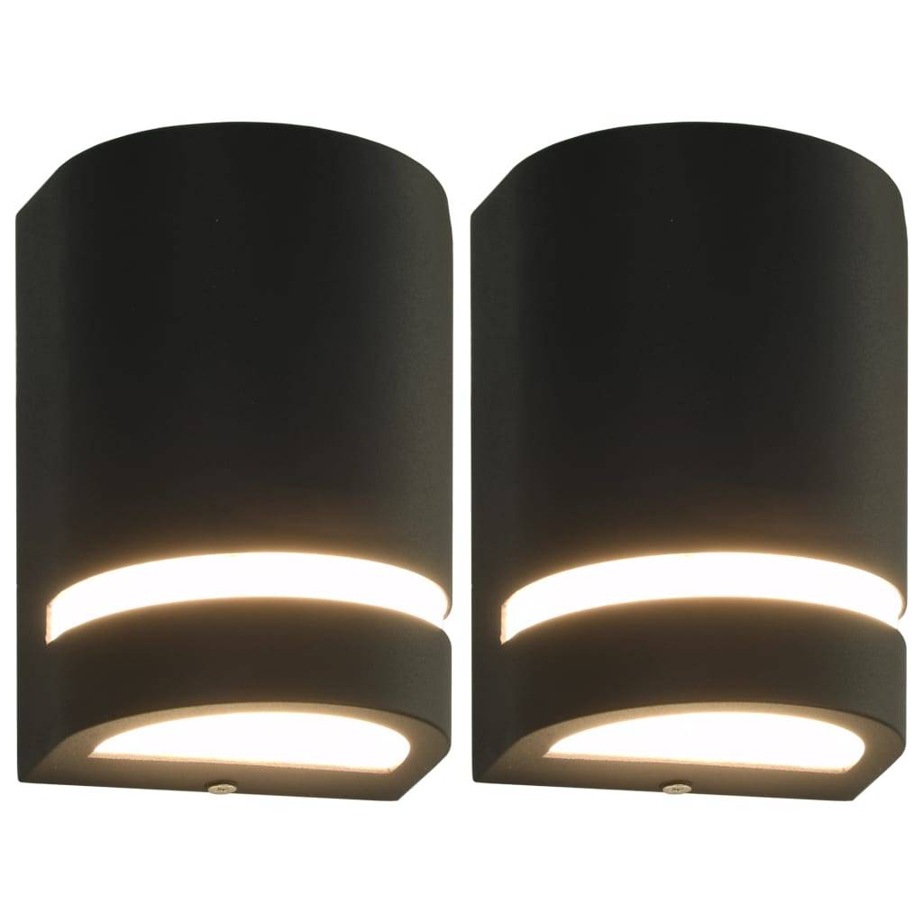 2pcs Appliques murales d'extérieur - Lampes murales d'extérieur 35 W Noir Demi-rond g1 - Image 2