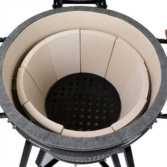 Barbecue à charbon de bois Céramique Kamado Rouge 2 zones de cuisson Grill & Fumoir Ø56cm - Barbecue mobile + 2 tablettes INTEC - Image 10