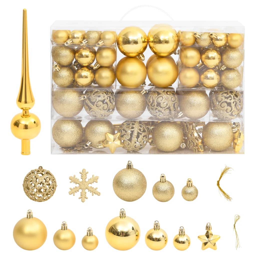 Ensemble de boules de Noël - Ornements de Noël - décorations de Noël 111 pièces doré polystyrène - Image 2