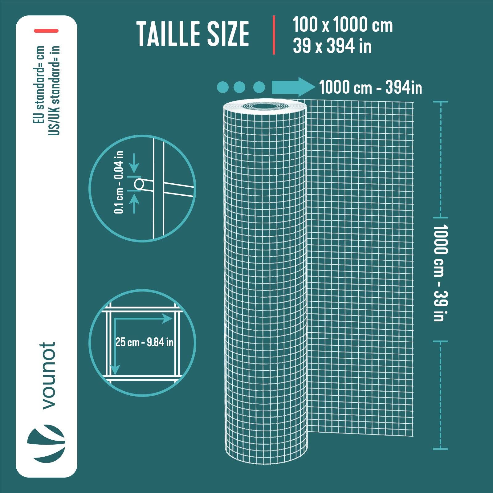 Grillage soudé plastifié PVC rouleau 1x10m gris - Maille 25mm Fil 1mm - Treillis et clôture métallique VOUNOT® - Image 3