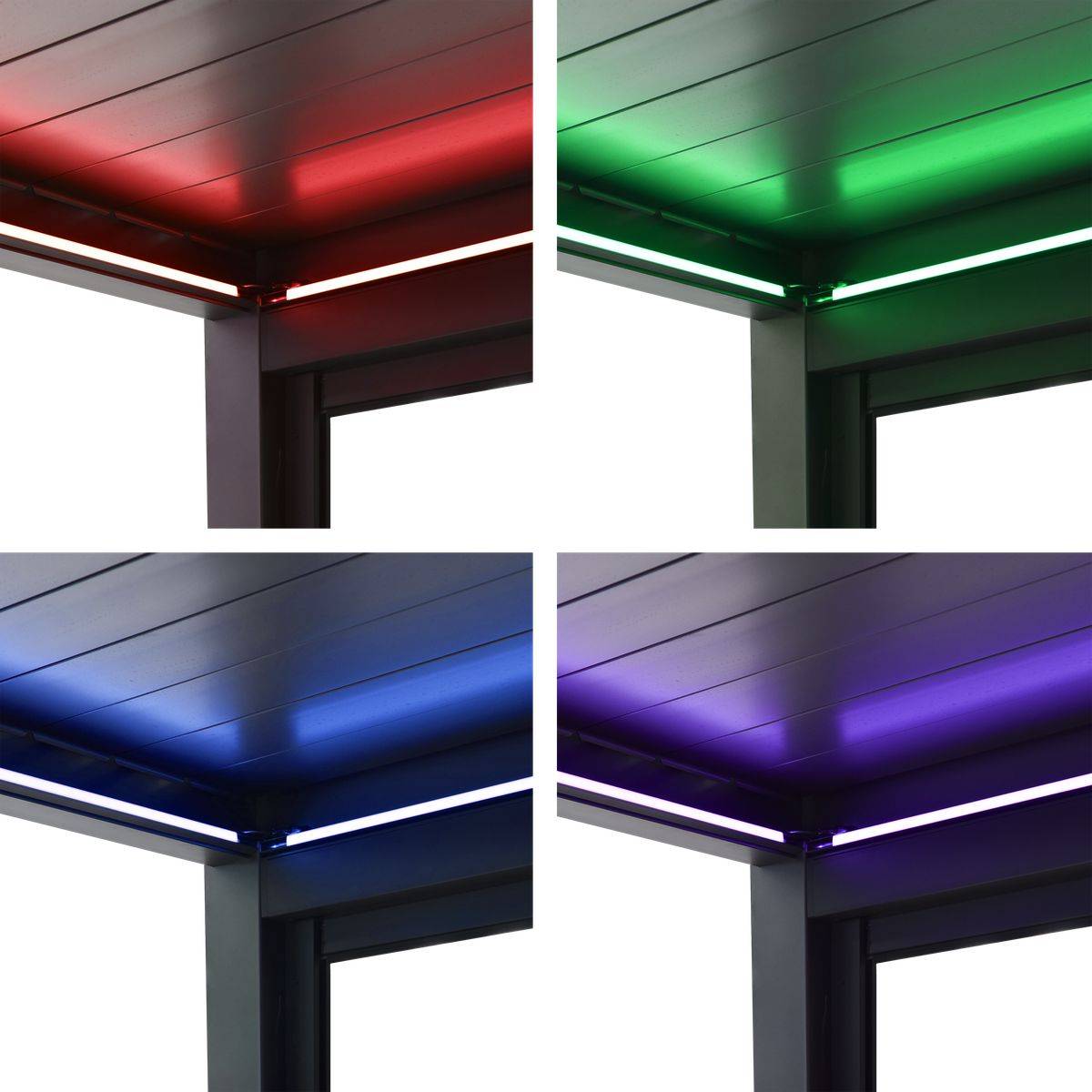 Direct Abris - Pergola Bioclimatique Aluminium Autoportée 32m² - 4x8m - Kit LED Inclus - Anthracite - 50 lames en Aluminium a 120 degrés - Image 8