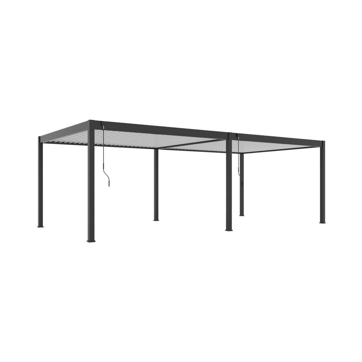 Direct Abris - Pergola Bioclimatique Aluminium Autoportée 32m² - 4x8m - Kit LED Inclus - Anthracite - 50 lames en Aluminium a 120 degrés - Image 2