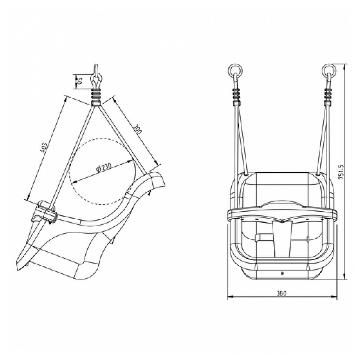 Balançoire pour Bébé AXI en Bois Marron avec Assise Grise et Blanche - Image 5