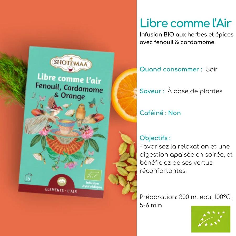 Tisane Bio sans Caféine – Infusions Bio Plante Naturelles Libre comme l'Air - Idéale en soirée - Ingrédients naturelles de qualité - Image 2