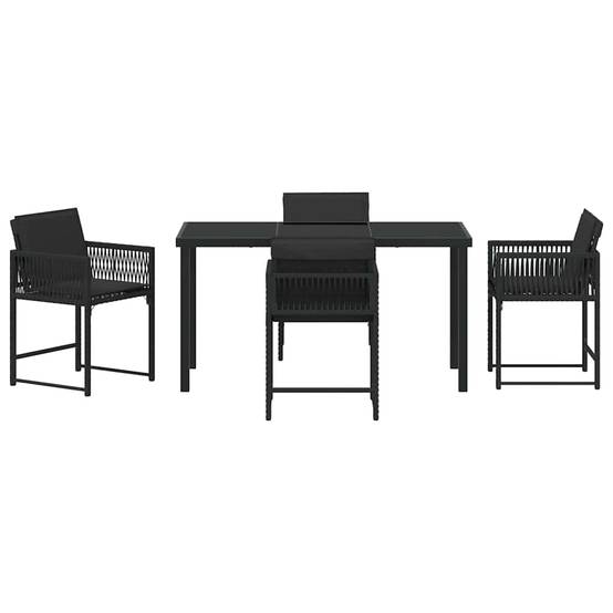 Table et chaises de jardin pour 4 personnes en polyrotin tressé et verre Noir – ComfortXL Outdoor Living - Image 7