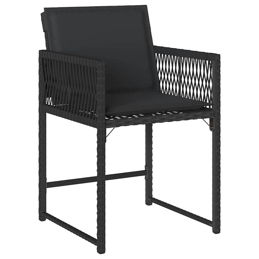 Table et chaises de jardin pour 4 personnes en polyrotin tressé et verre Noir – ComfortXL Outdoor Living - Image 6