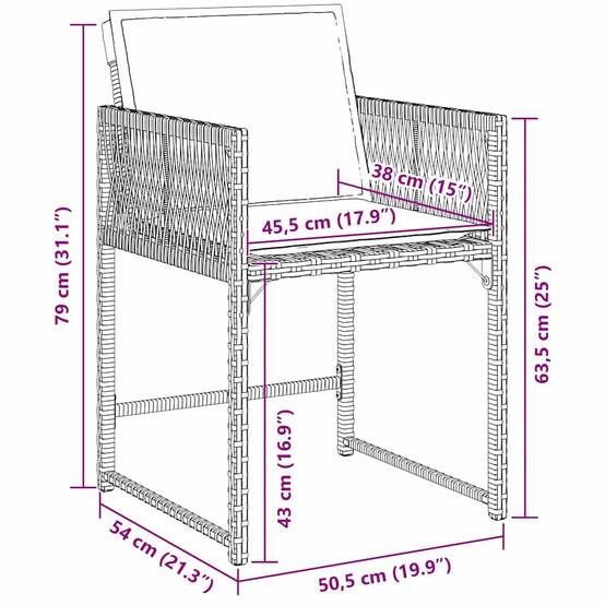Table et chaises de jardin pour 4 personnes en polyrotin tressé et verre Noir – ComfortXL Outdoor Living - Image 8