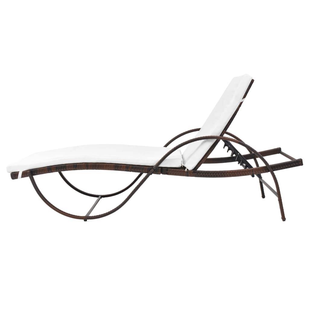 Helloshop26 - Lot de 2 transats chaise longue bain de soleil lit de jardin terrasse meuble d'extérieur avec table résine tressée marron - Imagen 4