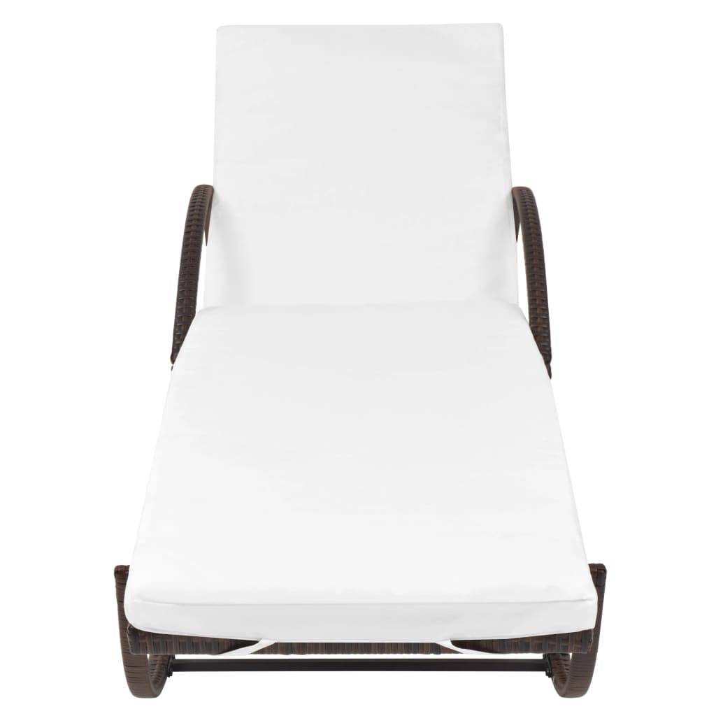 Helloshop26 - Lot de 2 transats chaise longue bain de soleil lit de jardin terrasse meuble d'extérieur avec table résine tressée marron - Imagen 5