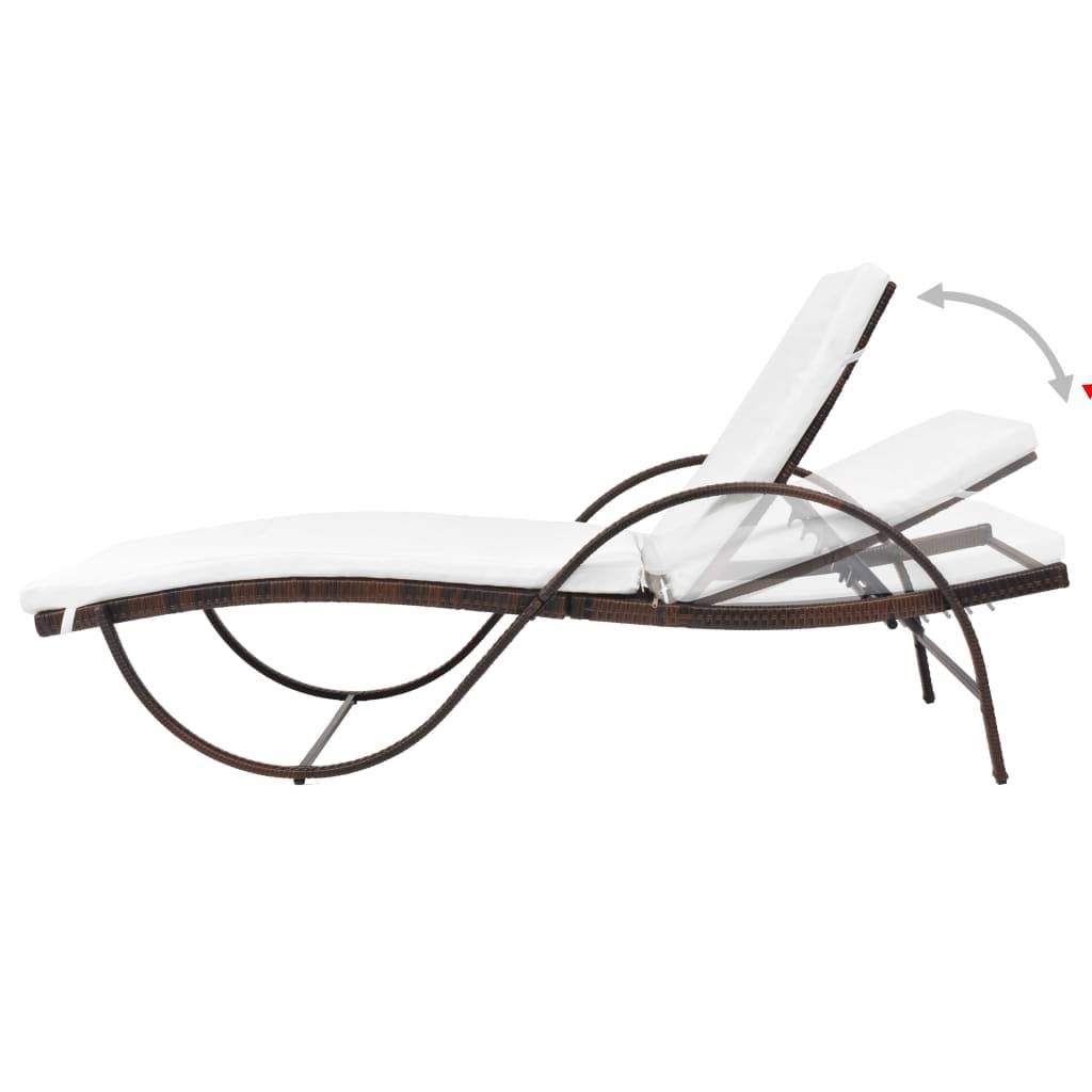 Helloshop26 - Lot de 2 transats chaise longue bain de soleil lit de jardin terrasse meuble d'extérieur avec table résine tressée marron - Imagen 3