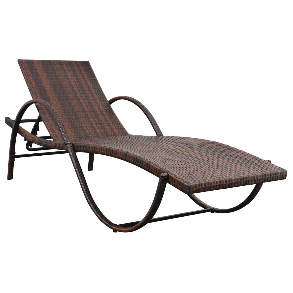 Helloshop26 - Lot de 2 transats chaise longue bain de soleil lit de jardin terrasse meuble d'extérieur avec table résine tressée marron - Imagen 6