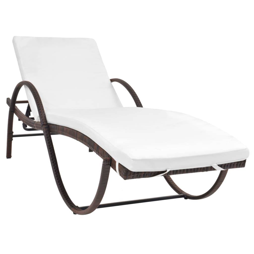 Helloshop26 - Lot de 2 transats chaise longue bain de soleil lit de jardin terrasse meuble d'extérieur avec table résine tressée marron - Imagen 2