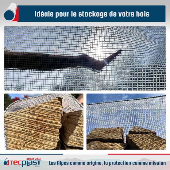 Bâche Bois 3x4 m TR170BO - Bâche Armée Transparente - Haute Qualité - Protection imperméable pour Bois de chauffage TECPLAST - Image 2
