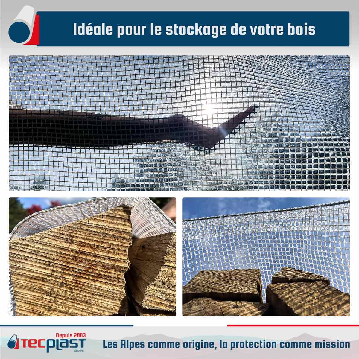 Bâche Bois 3x4 m TR170BO - Bâche Armée Transparente - Haute Qualité - Protection imperméable pour Bois de chauffage TECPLAST - Imagen 2