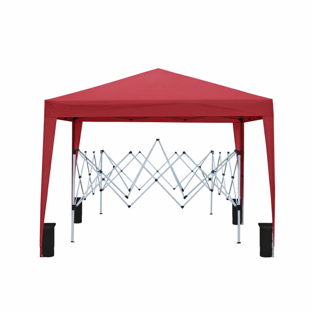 ComfortXL - Tonnelle de réception pliante acier jardin événements imperméable anti-UV 3x3m bordeaux - ComfortXL Outdoor Living - Image 3