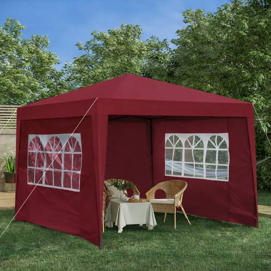 ComfortXL - Tonnelle de réception pliante acier jardin événements imperméable anti-UV 3x3m bordeaux - ComfortXL Outdoor Living - Image 1
