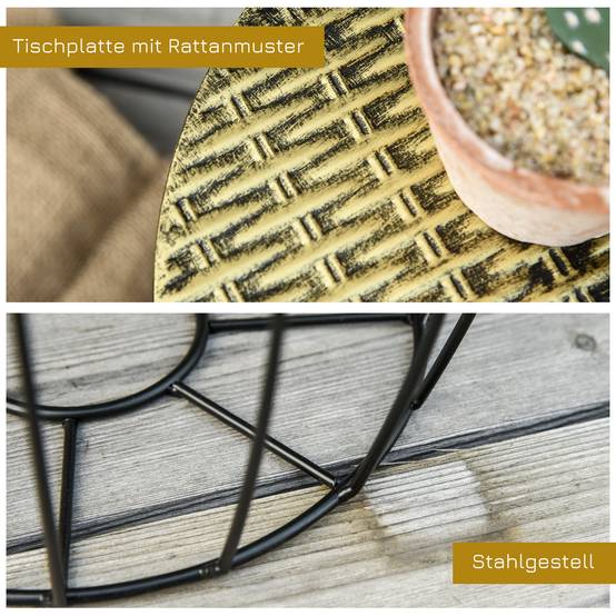 Lot de 3 tables d'appoint style vintage panier métal naturel et noir, trois tailles - Image 6