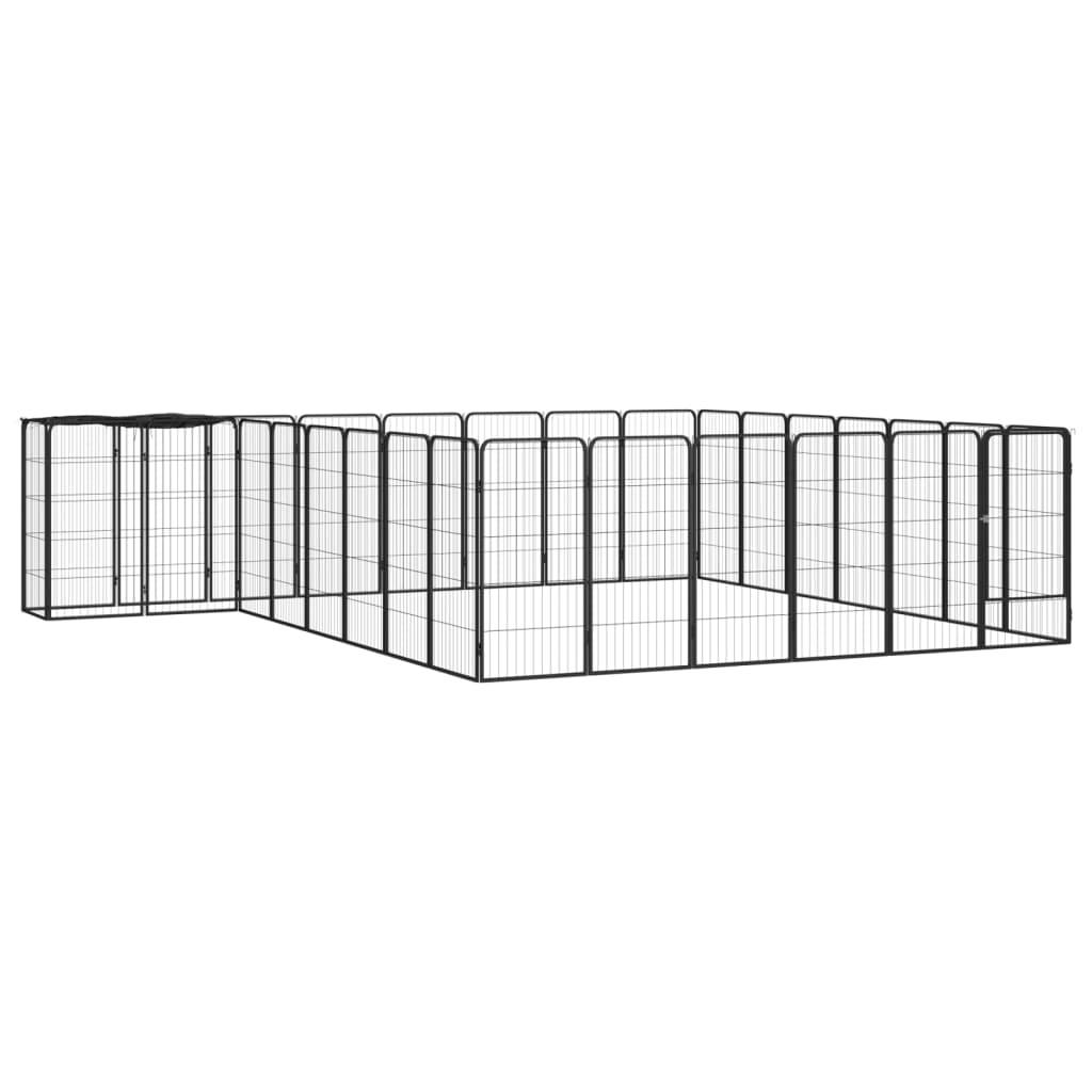 Vidaxl - Parc pour chien 30panneaux Noir 50x100cm Acier enduit de poudre vidaXL 3115953 - Imagen 1