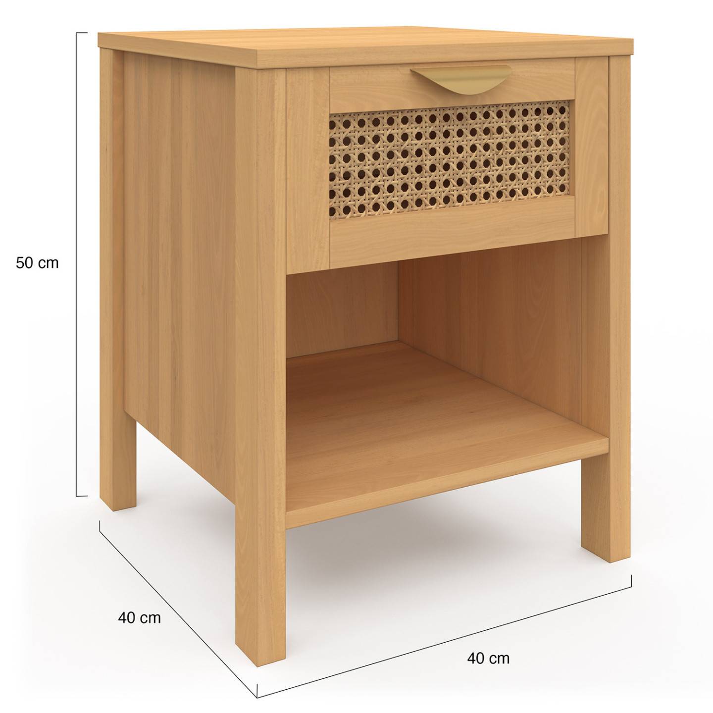 Lot de 2 tables de chevet EDHEN 1 tiroir avec niche cannage et bois - Image 4