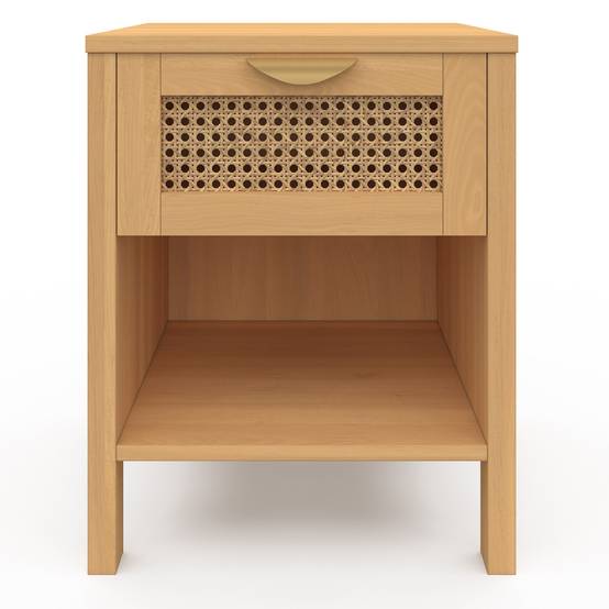Lot de 2 tables de chevet EDHEN 1 tiroir avec niche cannage et bois - Image 3