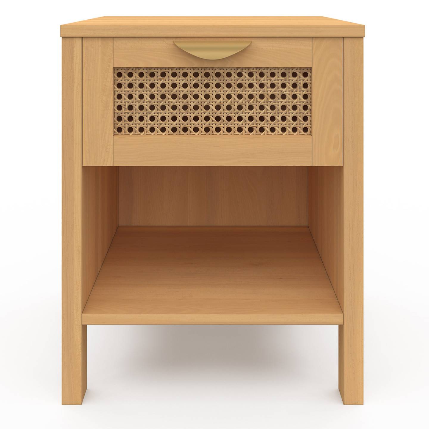 Lot de 2 tables de chevet EDHEN 1 tiroir avec niche cannage et bois - Image 3