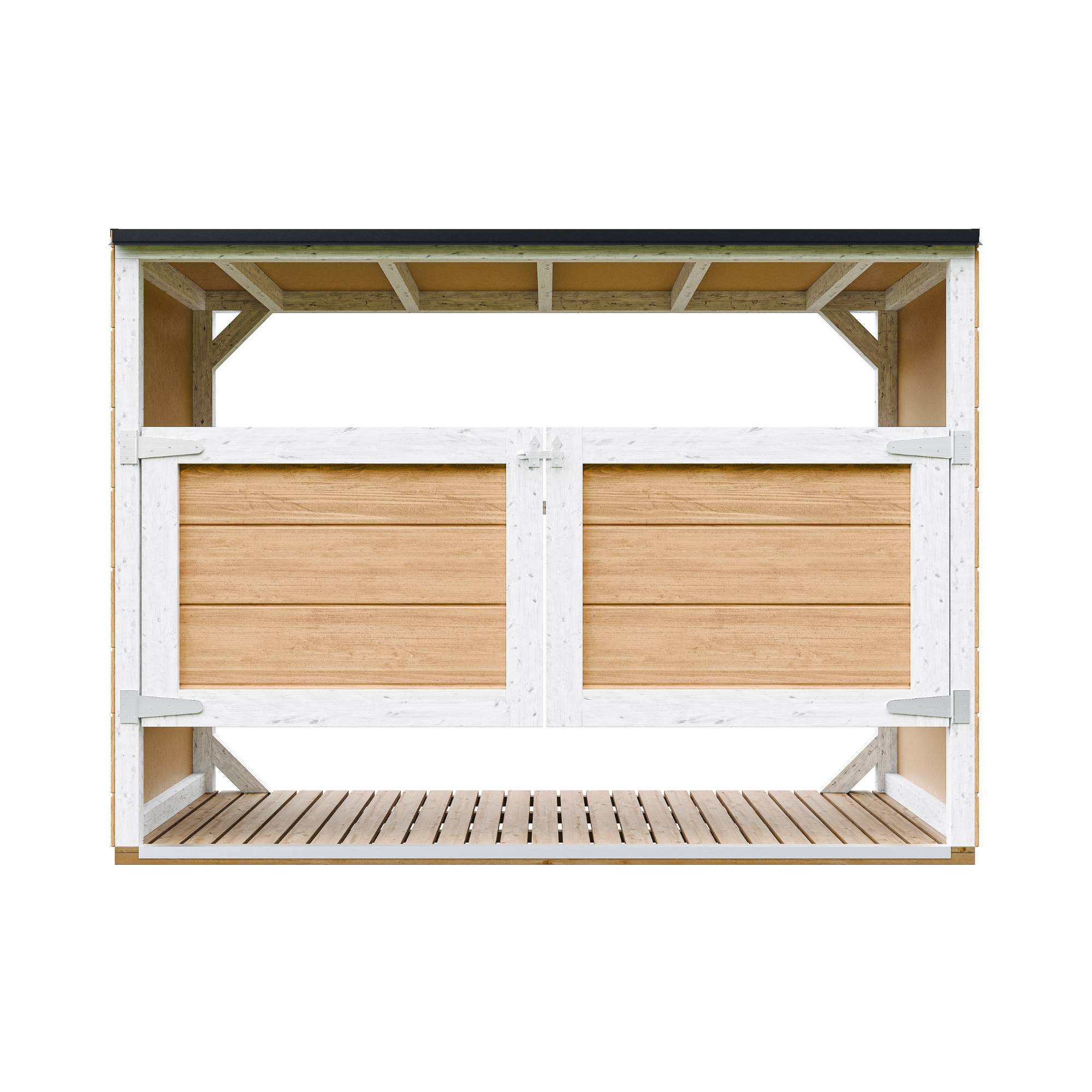 Timbela - Abri de jardin pour poubelles, Cache poubelle extérieur 1,62 m² / 3x240L - Timbela M982A-HARVEST HONEY - Image 1