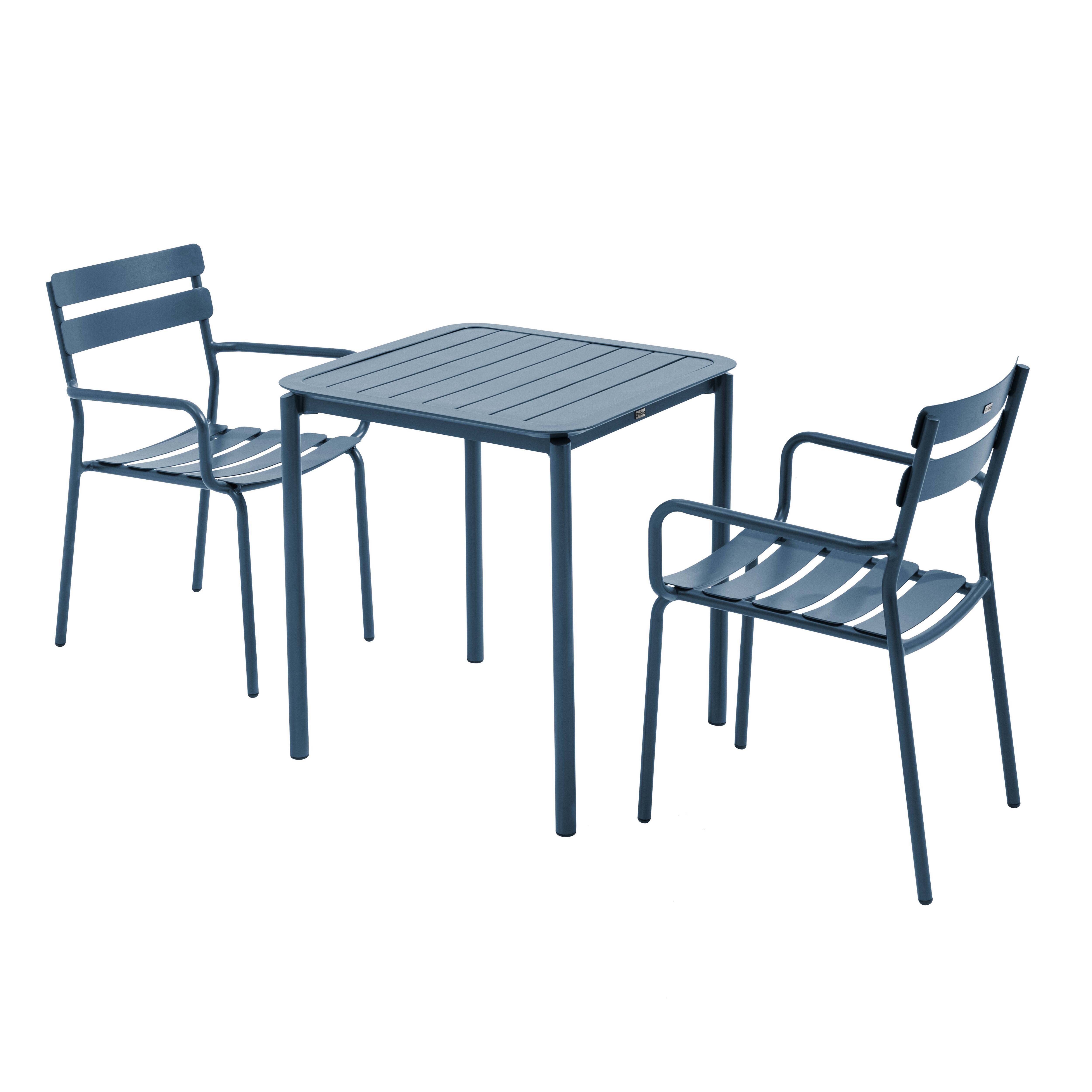Oviala - Ensemble table de terrasse 70cm et 2 fauteuils bleu foncé Almada - Oviala - Imagen 1