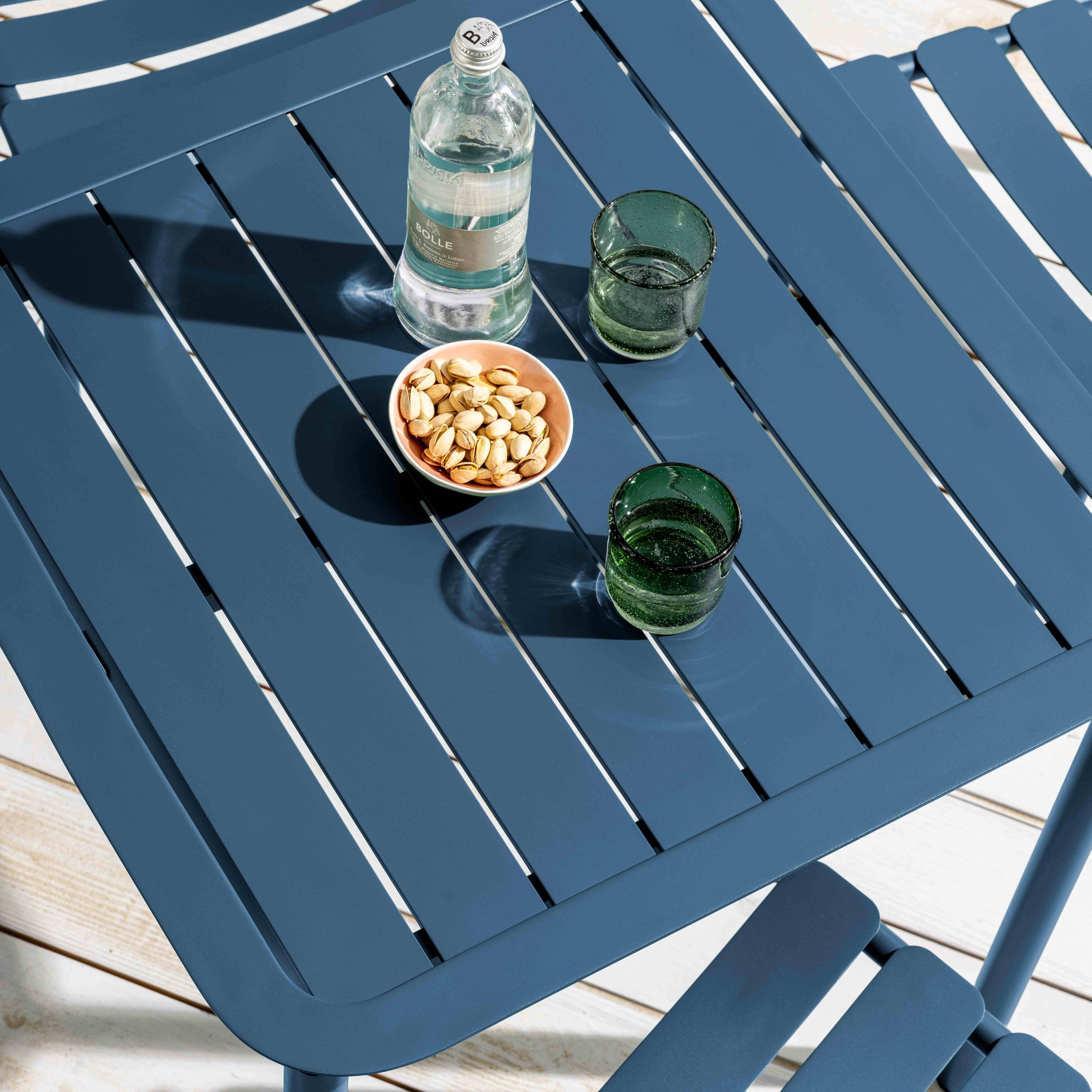 Oviala - Ensemble table de terrasse 70cm et 2 fauteuils bleu foncé Almada - Oviala - Imagen 4