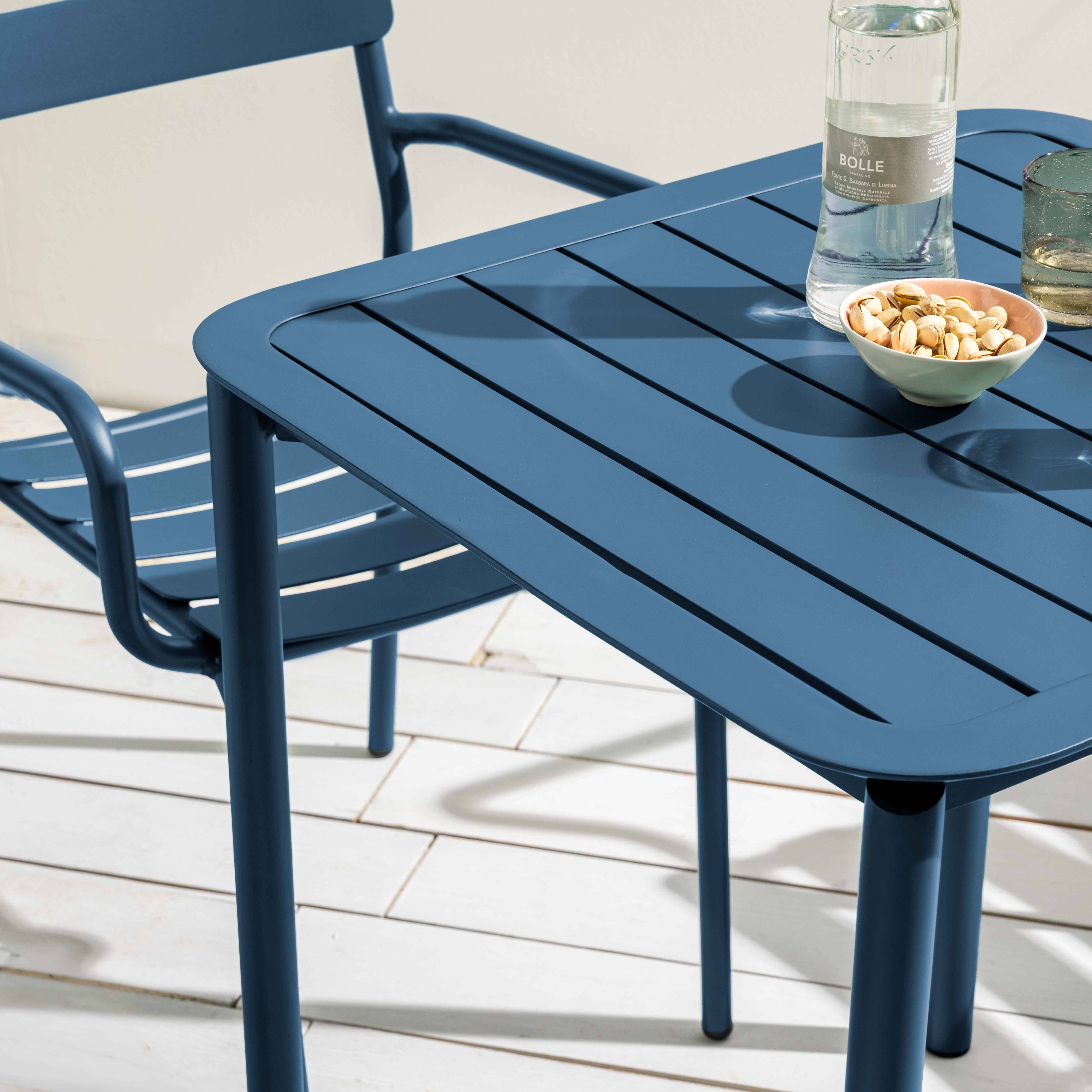 Oviala - Ensemble table de terrasse 70cm et 2 fauteuils bleu foncé Almada - Oviala - Imagen 3